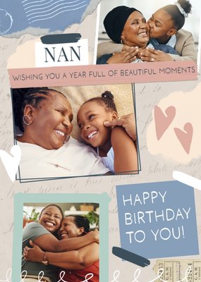 Happy Birthday To You Nan Scrapbook Effect Photo Upload Birthday Card