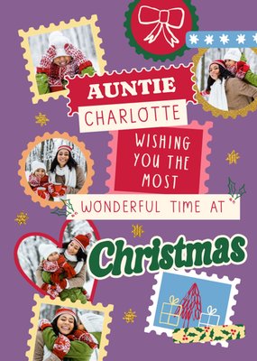 Auntie Wishing You The Most Wonderful Time At Christmas Photo Upload Card