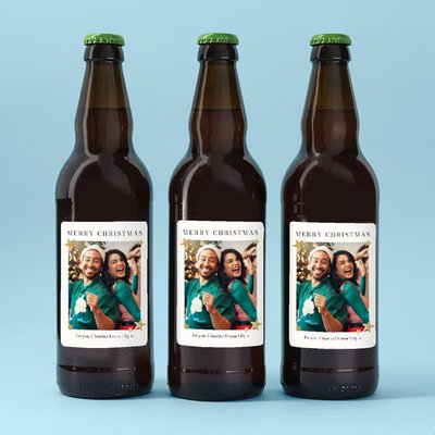 Personalised Merry Christmas Photo Upload Beer Trio 3x500ml