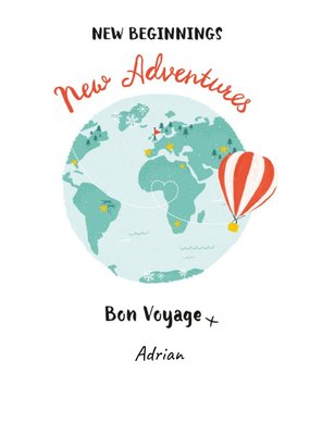 UK Greetings Carlton Cards Globe Bon Voyage Adventures Card