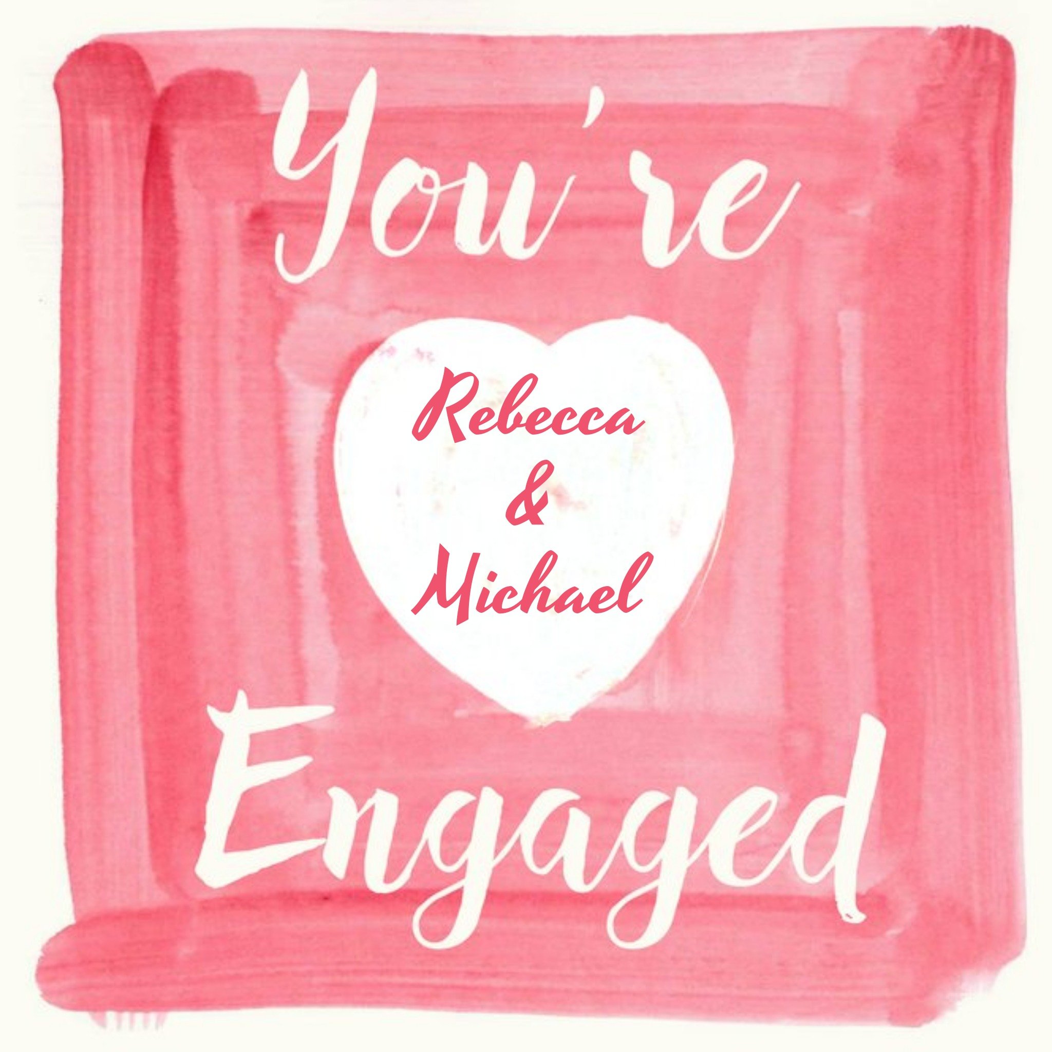 Moonpig Pink And White Brush Strokes Personalised Engagement Card