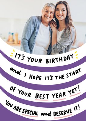 Your Best Year Yet Positivity Photo Upload Birthday Card