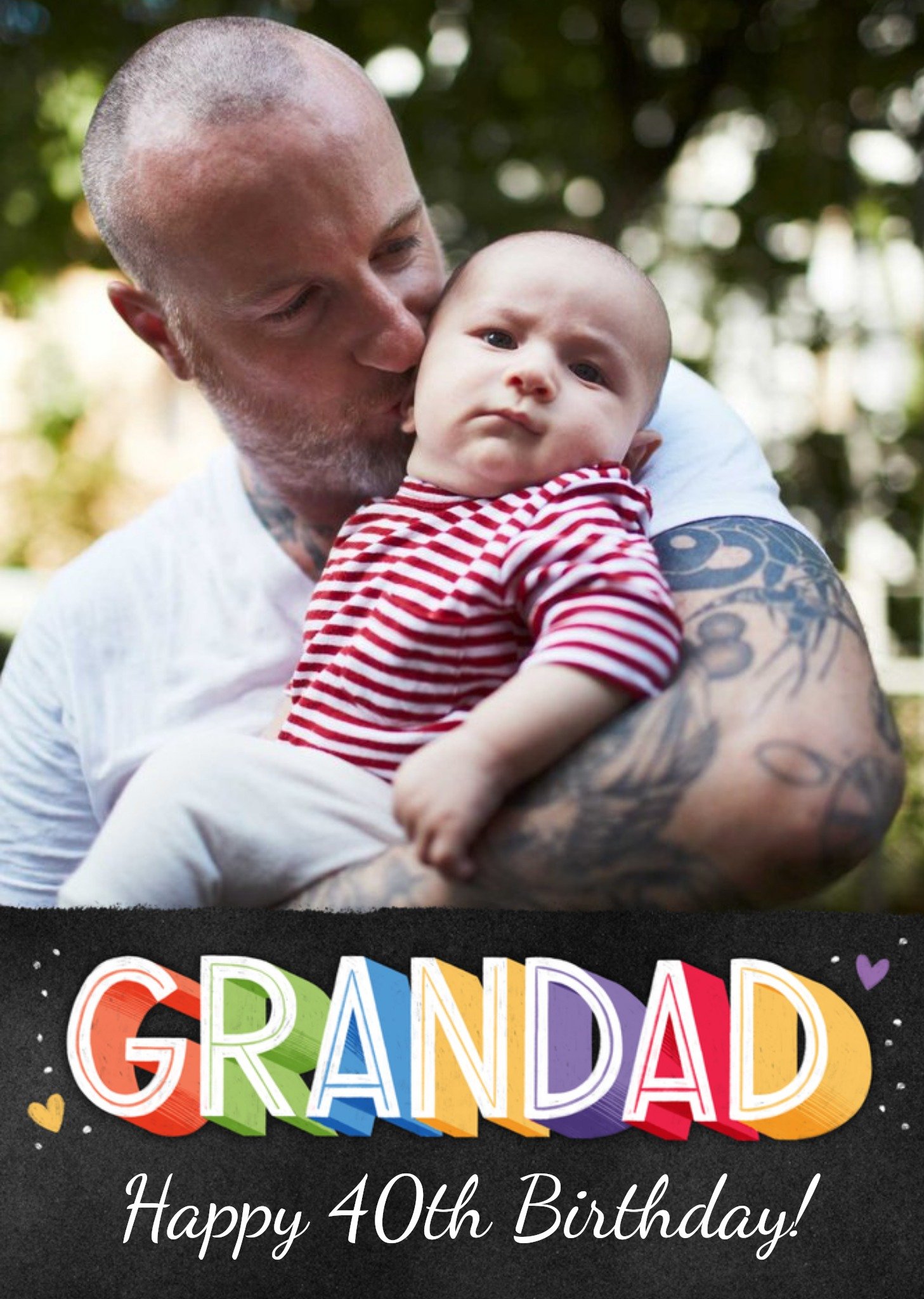 Moonpig Colourful 3D Text With A Photo Frame Grandad's Fortieth Photo Upload Birthday Card