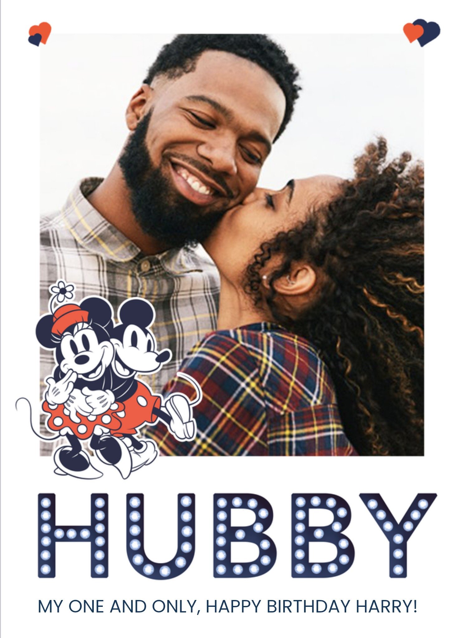 Mickey Mouse Mickey & Minnie Mouse Husband Photo Upload Birthday Card