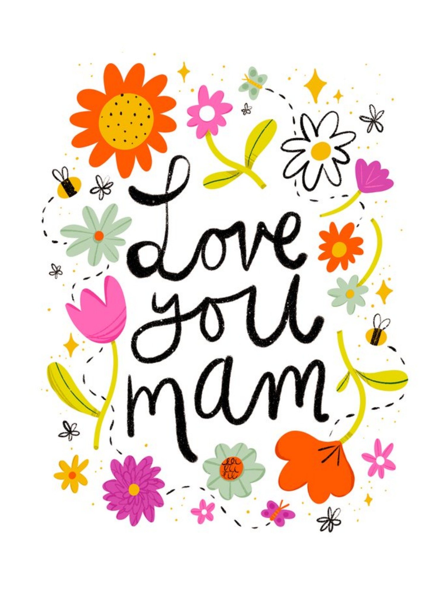 Moonpig Bronagh Lee Illustration Mam Floral Irish Bees Card