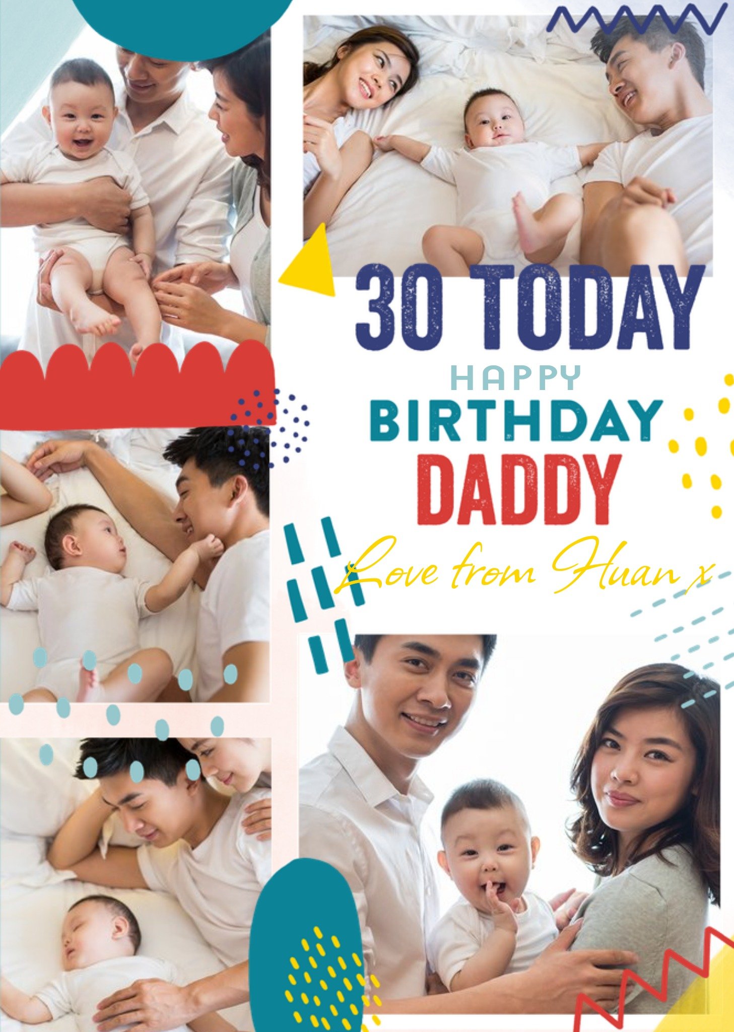 Moonpig Cute Multi Coloured Patterns And Shape 30 Today Photo Upload Birthday Card