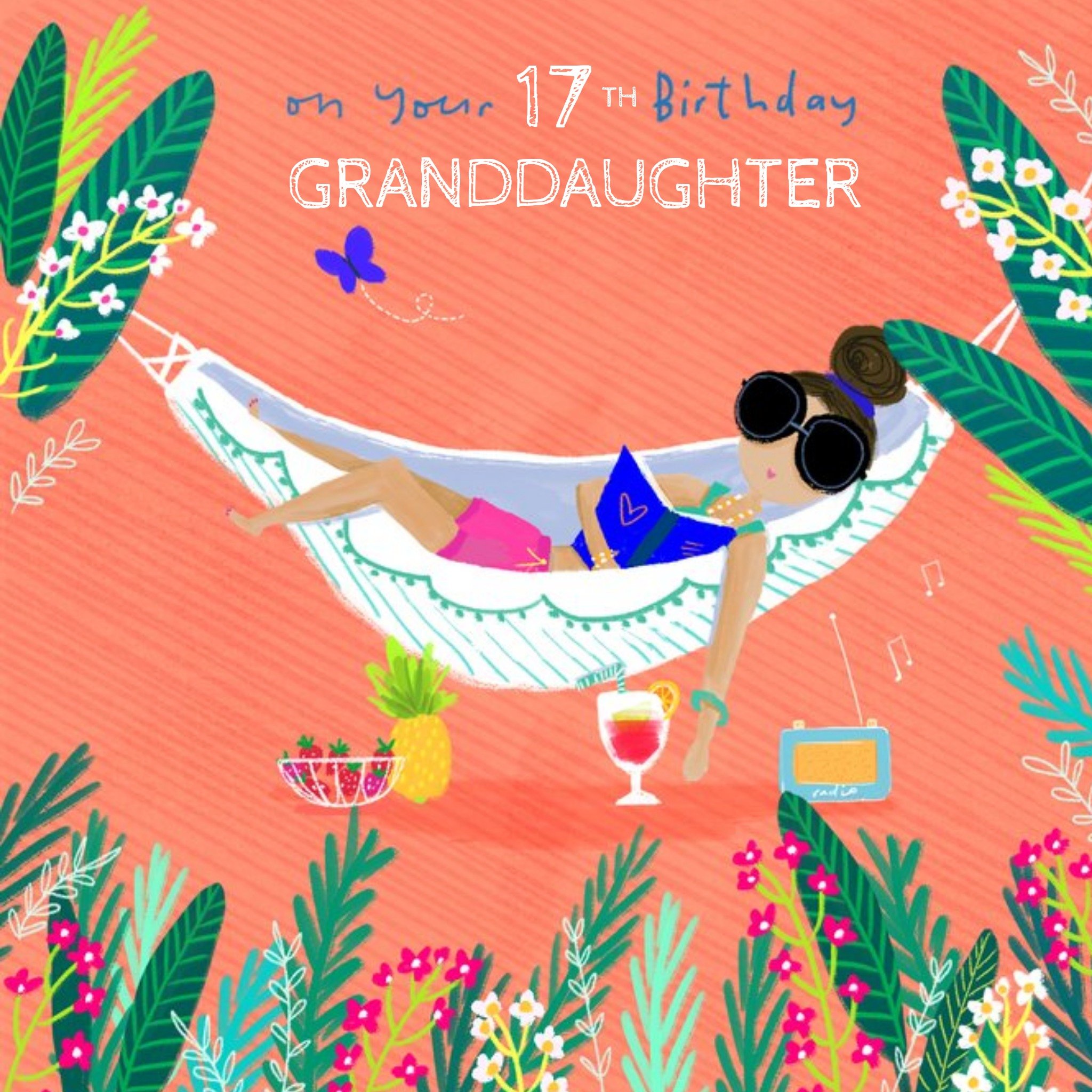 Moonpig On Your Birthday Granddaughter Illustrated Girl In Hammock Card