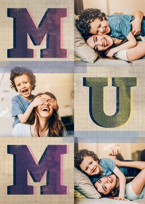 Big Block Mum Letters Multi-Photo Personalised Mother's Day Card