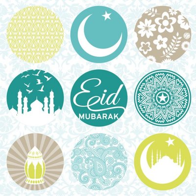 Eid Mubarak Green Circles Card