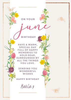 Edwardian Lady Floral June Birthday Card