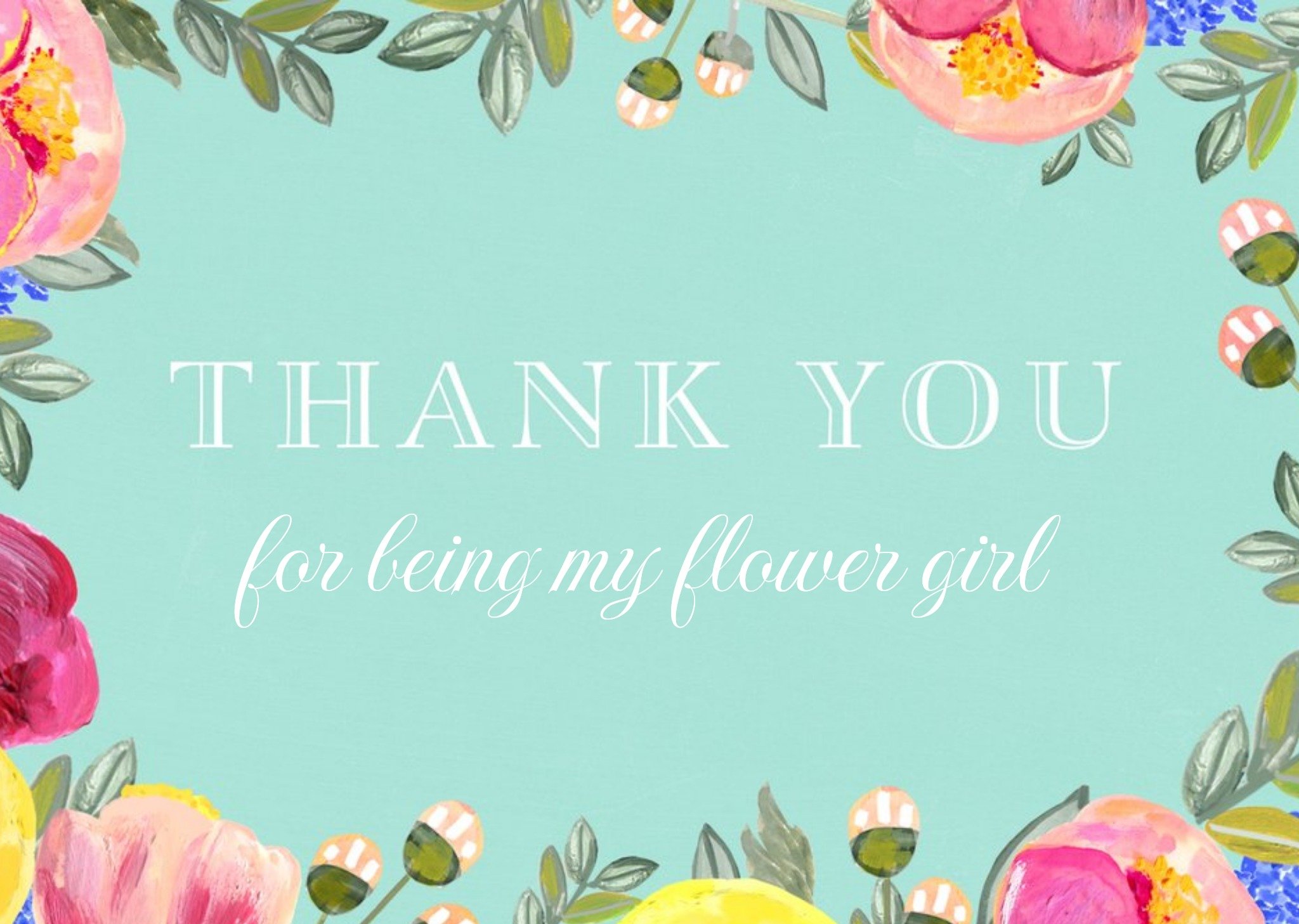 Moonpig Botanic Border Personalised Thank You For Being My Flower Girl Card
