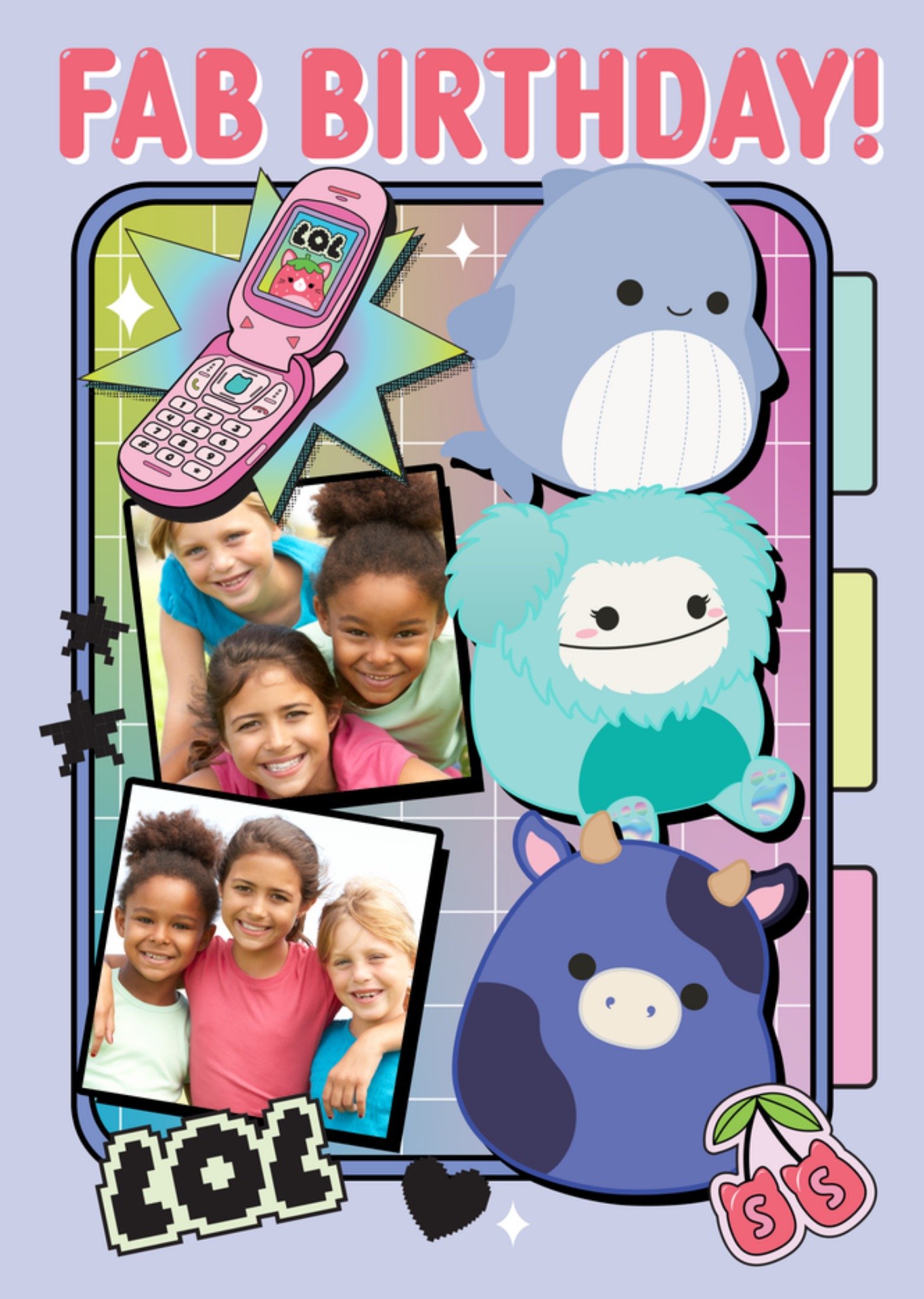 Moonpig Squishmallows Cute Fab Birthday Photo Upload Card