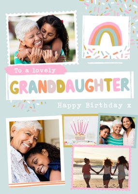 Modern Photo Upload Collage To A Lovely Granddaughter Birthday Card