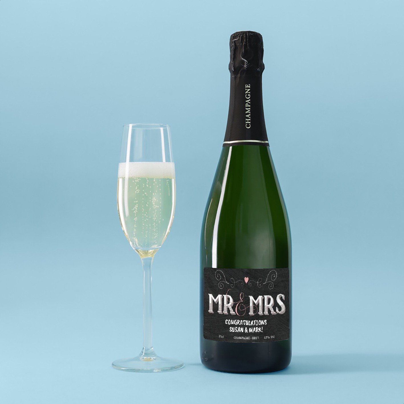 Virgin Wines Personalised Mr & Mrs Champagne 75Cl