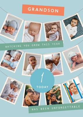 Grandson Photo Upload 1st Birthday Card