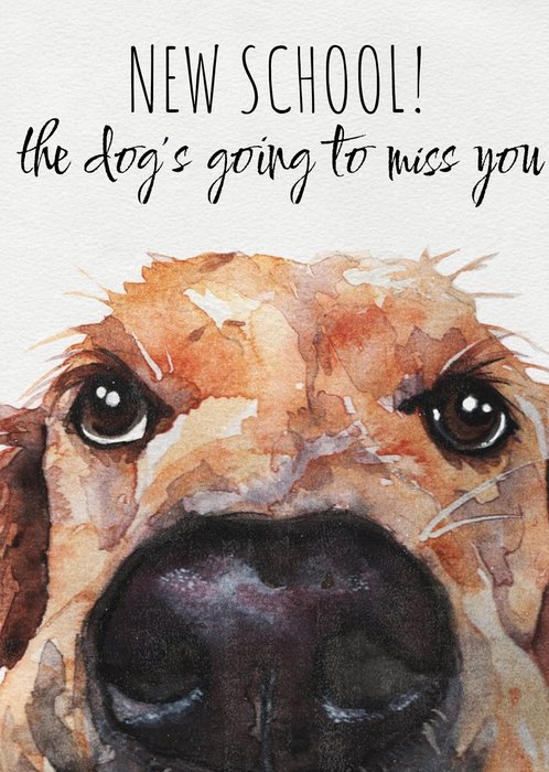 Cute Golden Labrador Watercolour Illustration Personalised New School Card