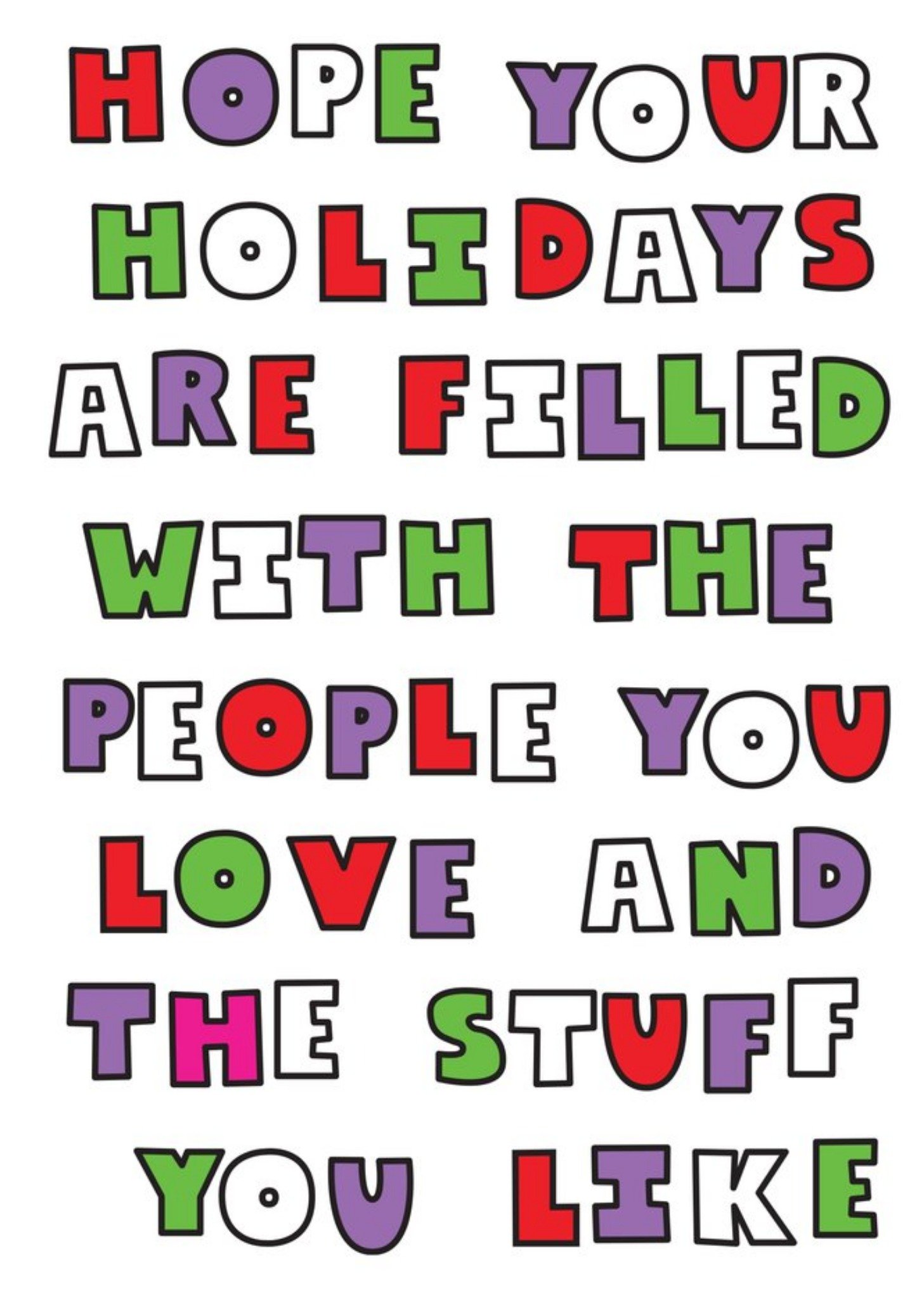 Moonpig Bold Colourful Typography On A White Background Christmas Card