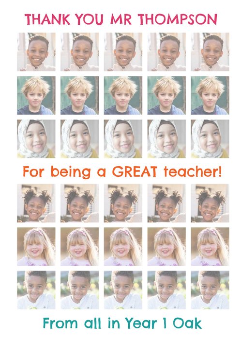 From The Class Photo Upload Thank You Teacher Card