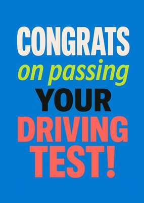Congrats On Passing Your Driving Test Typography Card