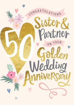 Sister & Partner On Your Golden Wedding Anniversary Card 