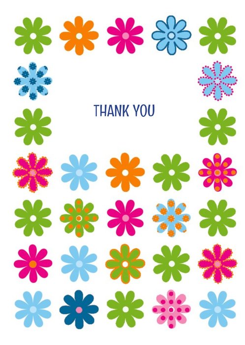 Colourful Flower Heads Personalised Thank You Card