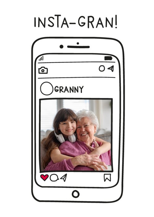 Insta Gran Phone Illustrated Photo Upload Mother's Day Card