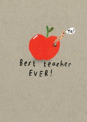 Cute Illustration Best Teacher Ever Card