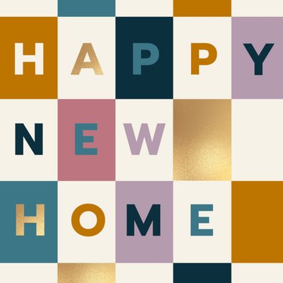 Happy New Home Colour Block Typography Card