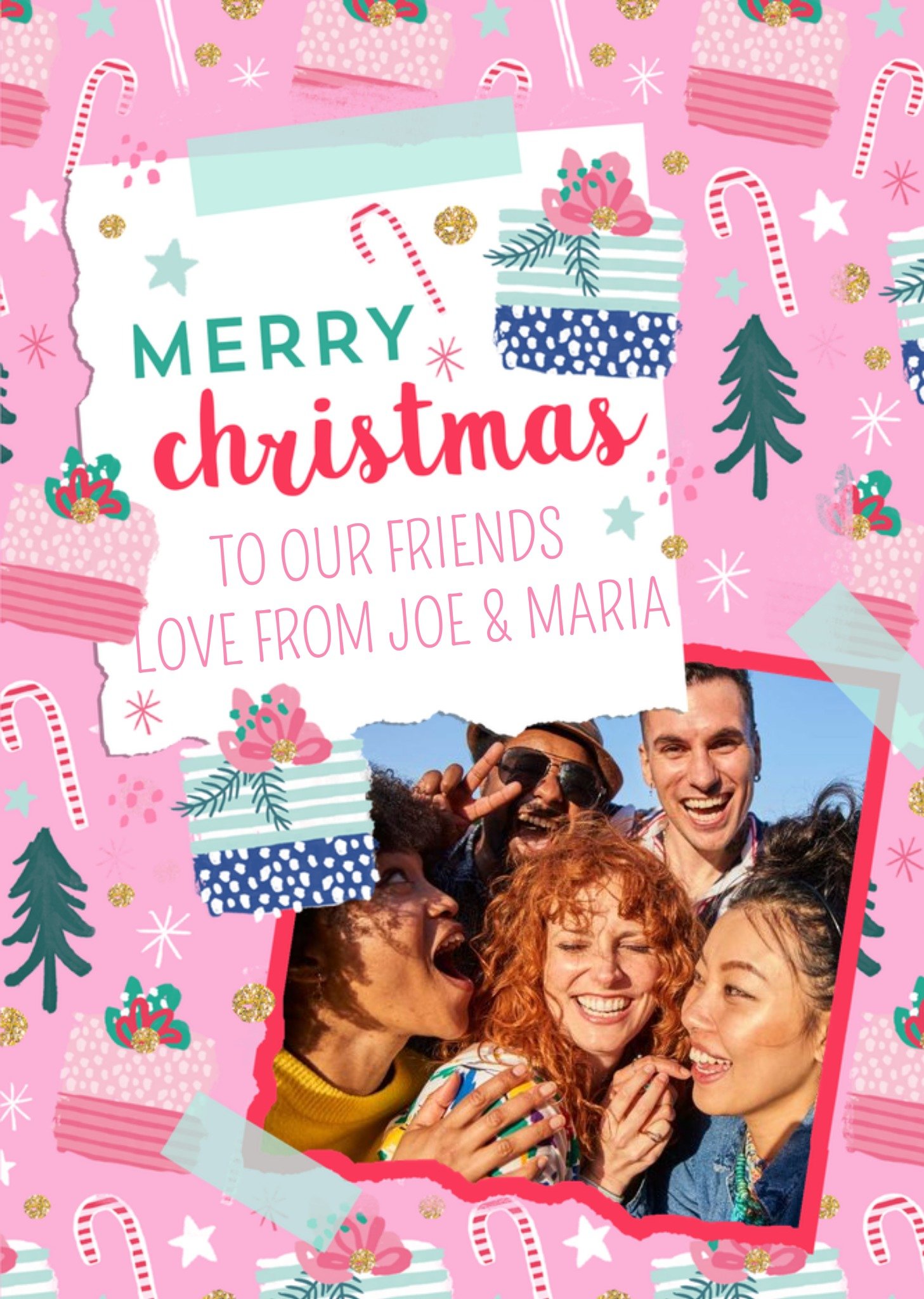 Moonpig Merry Christmas To Our Friends Photo Upload Card