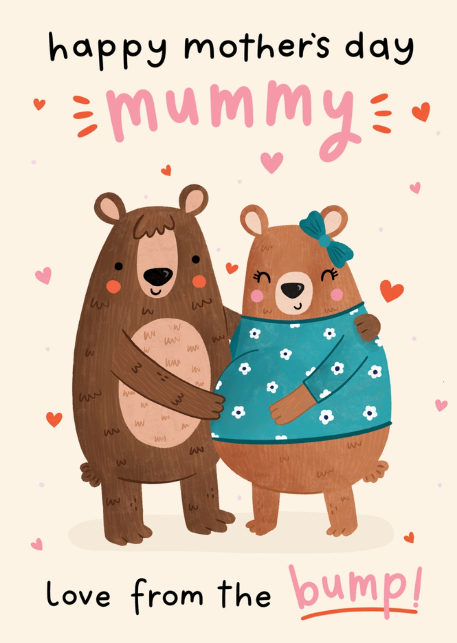 Moonpig Jess Moorhouse Love From The Bump Illustrated Bear Couple Parents To Be Mother's Day Card Ec