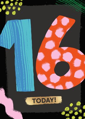 Bright & Bold Illustrated 16 Today Birthday Card