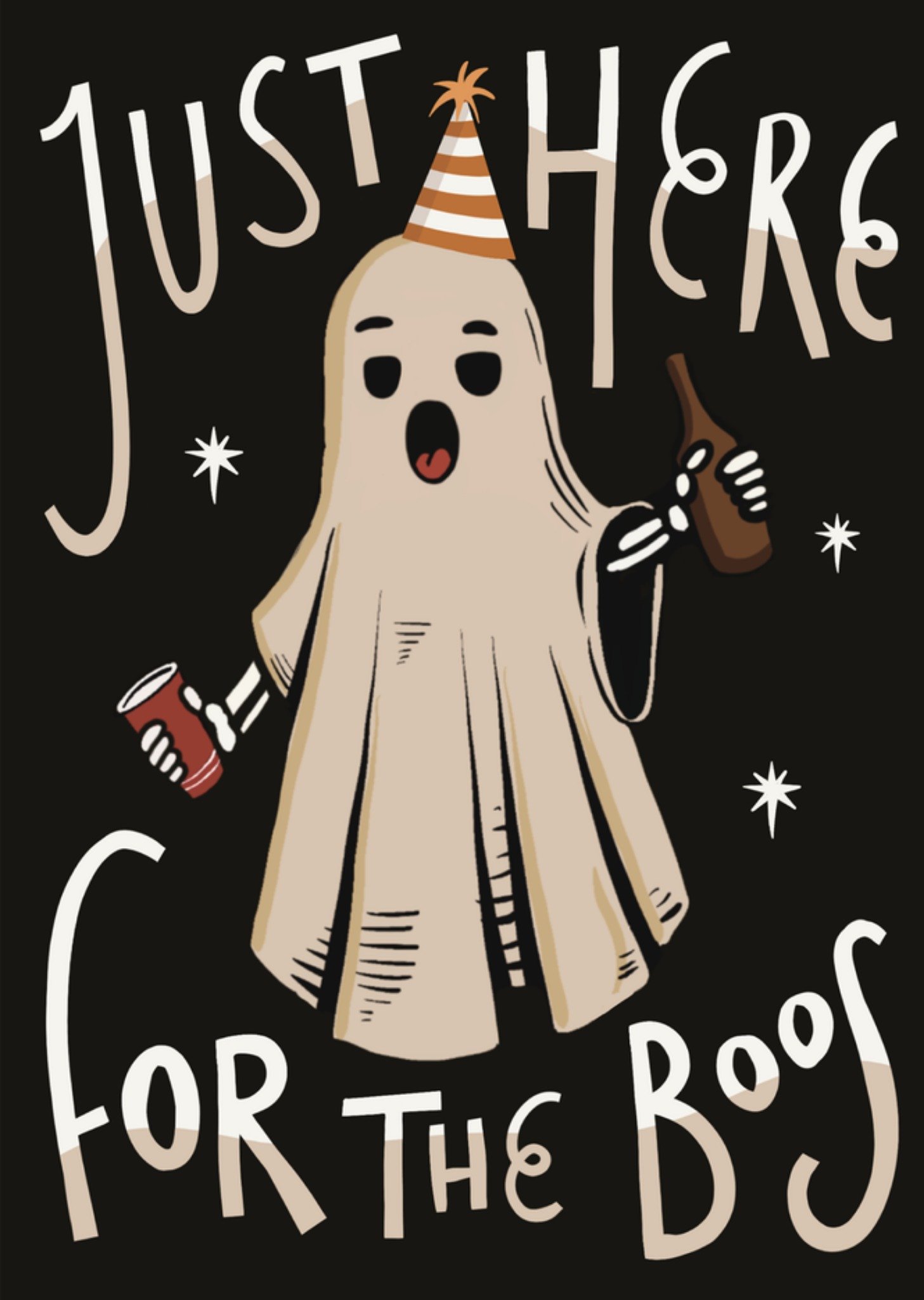 Moonpig Here For The Boos Ghost Illustrated Halloween Card