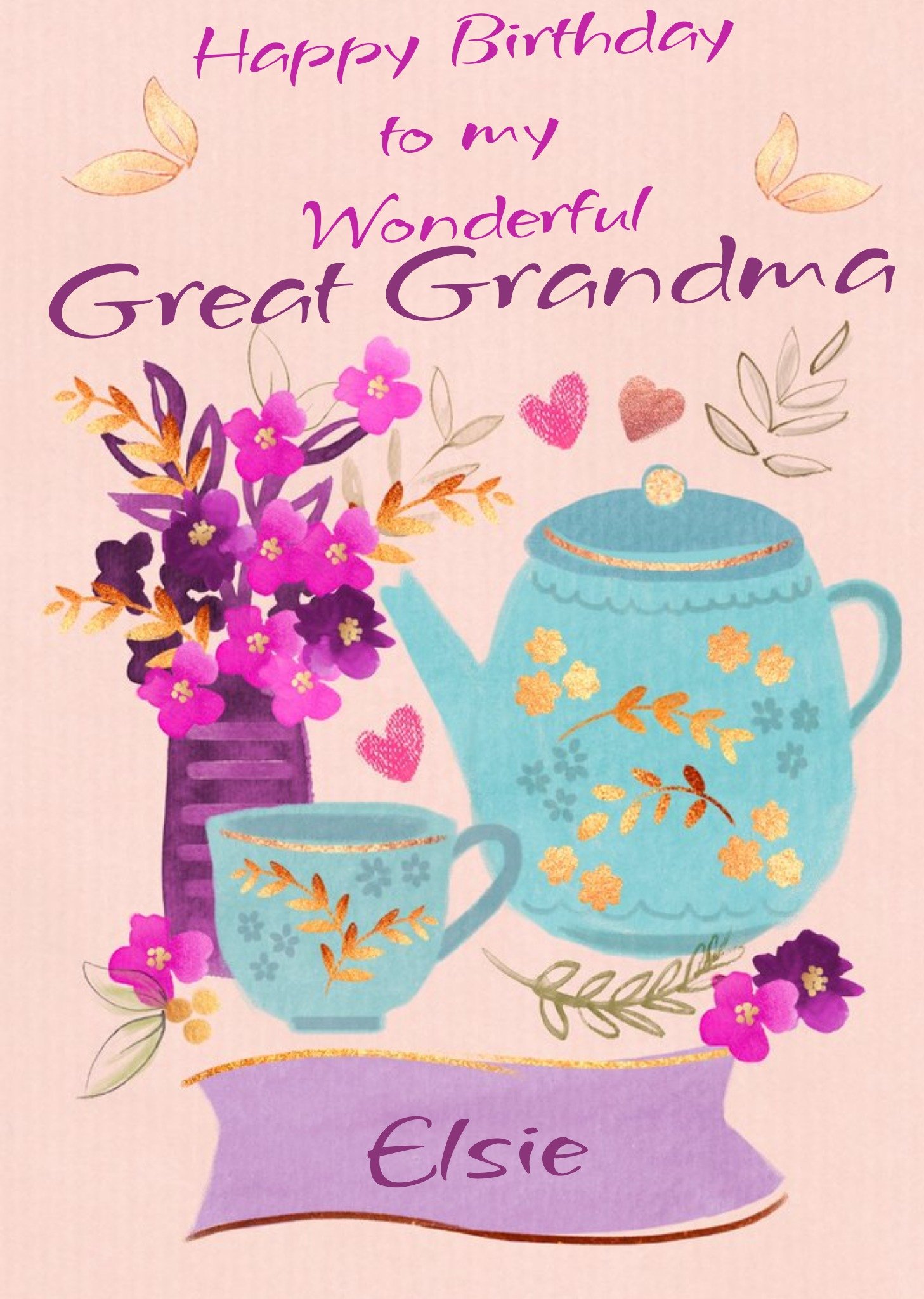 Moonpig Bright Illustrated Happy Birthday To My Wonderful Great Grandma Card