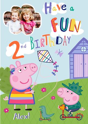 Peppa Pig In The Garden Personalised 2Nd Birthday Card
