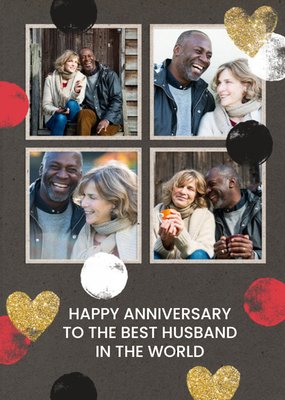 Printed Craft Paper Photo Upload Anniversary Card For The Best Husband In The World