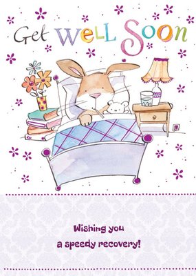 Bunny In Bed Personalised Get Well Soon Card