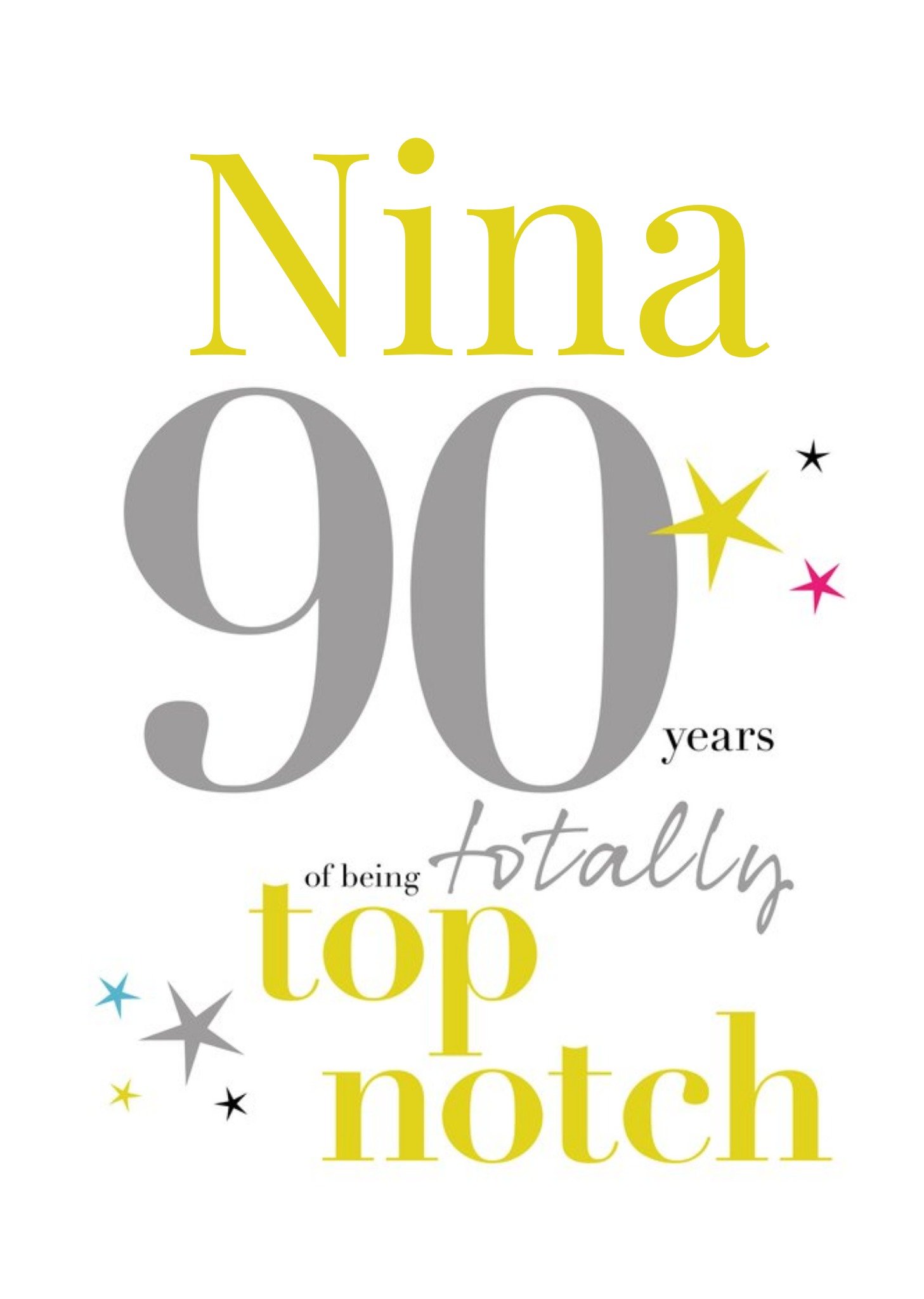 Moonpig Papagrazi Bright Typographic 90th Customisable Birthday Card