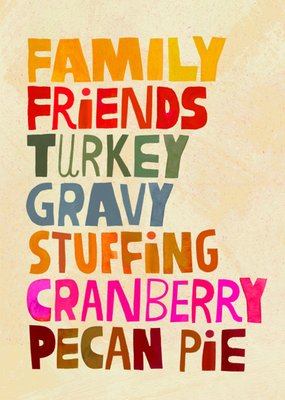 Typographic Thanksgiving Word Art Card