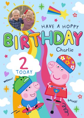 Peppa Pig Photo Upload Hoppy Birthday Card