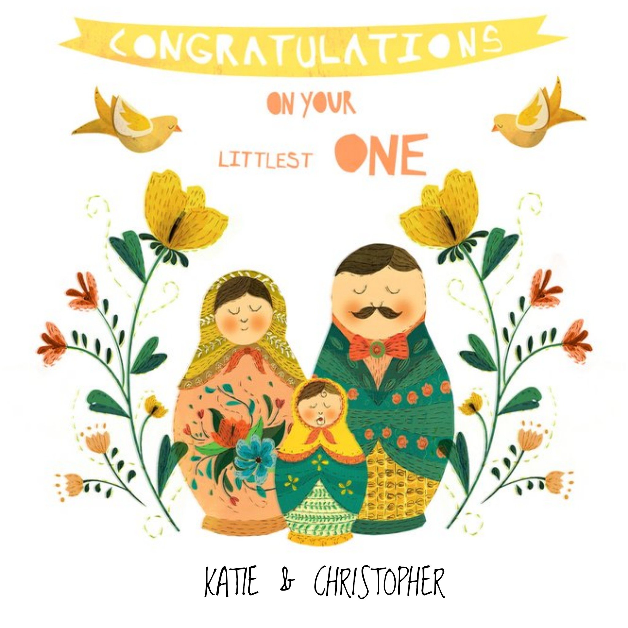 Moonpig Matryoshka Dolls Congrats On Your New Baby Personalised Names Card