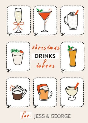 Personalised Christmas Drinks Tokens Card