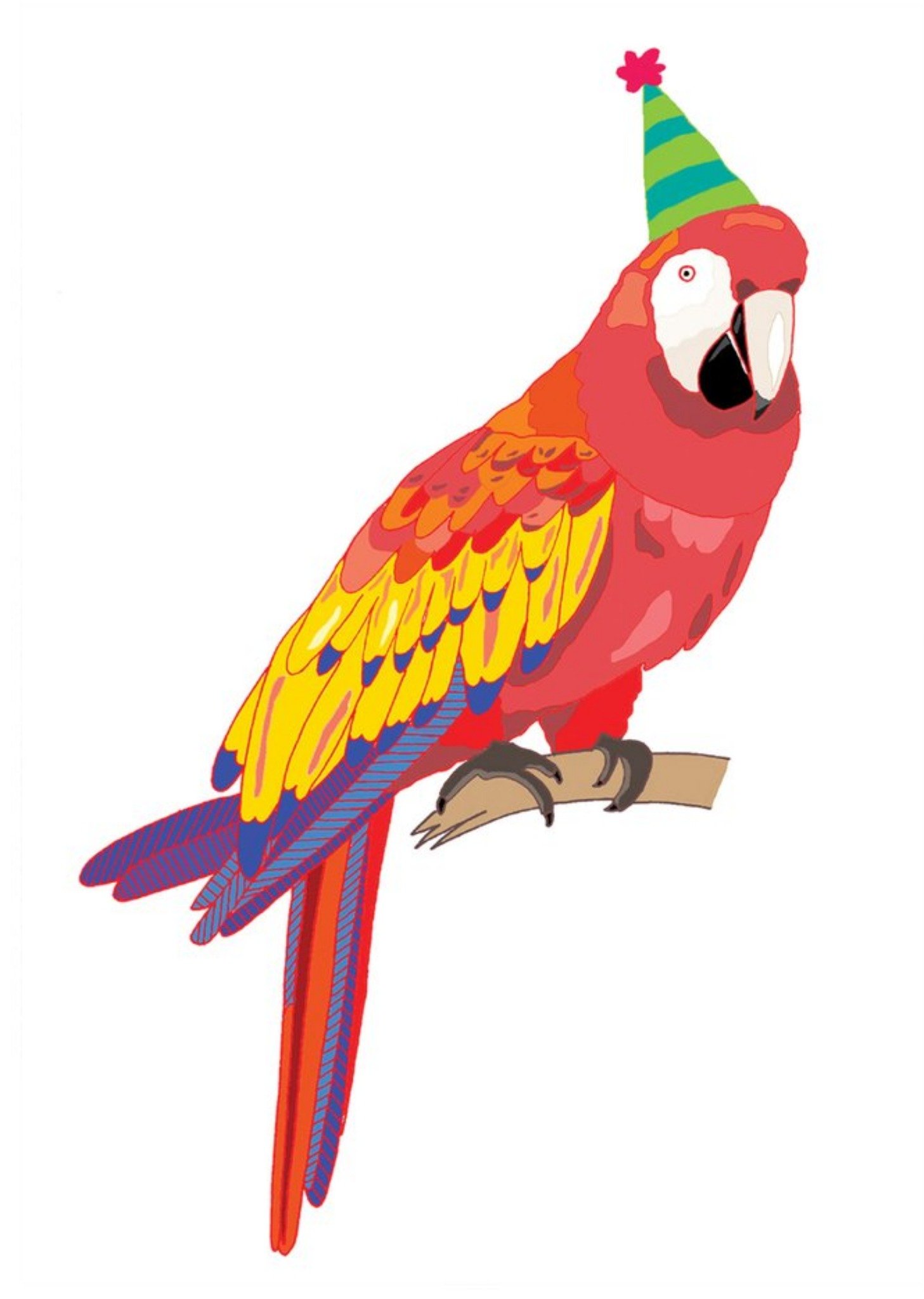 Moonpig Parrot With Birthday Hat Illustration Card Ecard