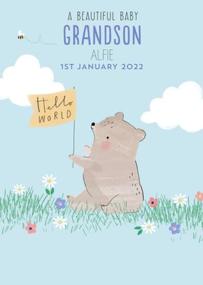 Cute Illustrative Beautiful Baby Grandson New Baby Card