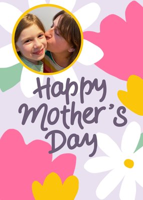 Floral Photo Upload Happy Mother's Day Card 