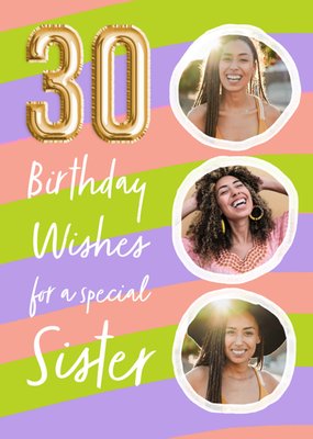 30 Birthday Wishes Sister Photo Upload Card