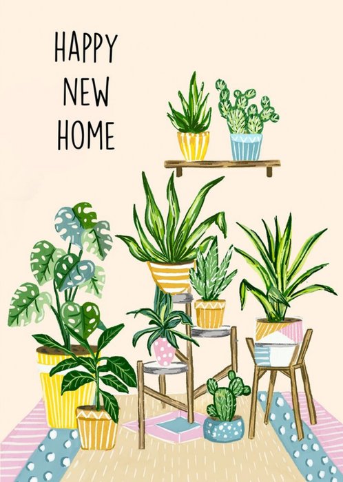 Poppy and Mabel Bright Room Filled With Houseplants Illustration, Happy New Home Card