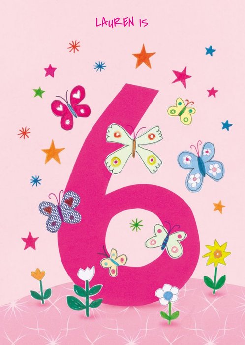 Butterflies 6th Birthday Card