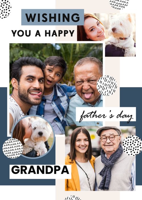 Modern Happy Father's Day Grandpa Photo Upload Card