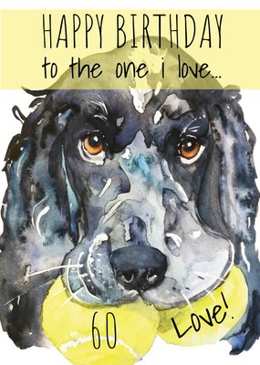 Cocker Spaniel Dog With Tennis Balls Watercolour Illustration Personalised Birthday Card