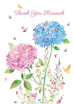 Watercolour Flowers Personalised Thank You Card